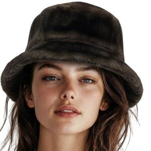 Luxurious Dark Brown Fur Vintage Ben Berger Faux Fur Bucket Hat